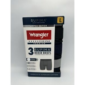 Wrangler Men's Supima ComfortFlex Stretch Boxer Briefs, 3-Pack Large‎